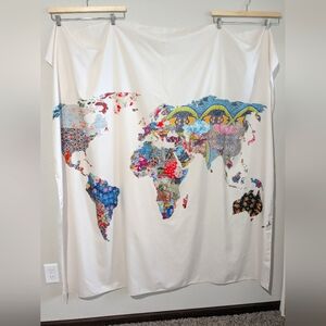 Urban Outfitter Patchwork Rainbow Colorful Full World Map Large Wall Hanging Art